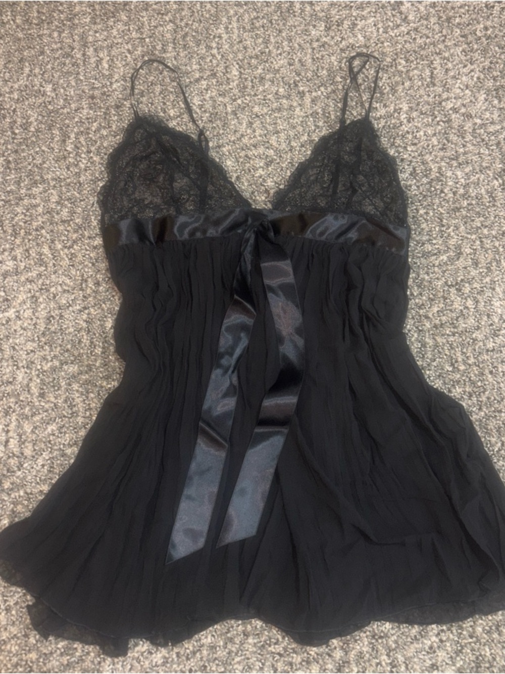 Victoria's Secret Black Lace & Satin-Trim Chemise